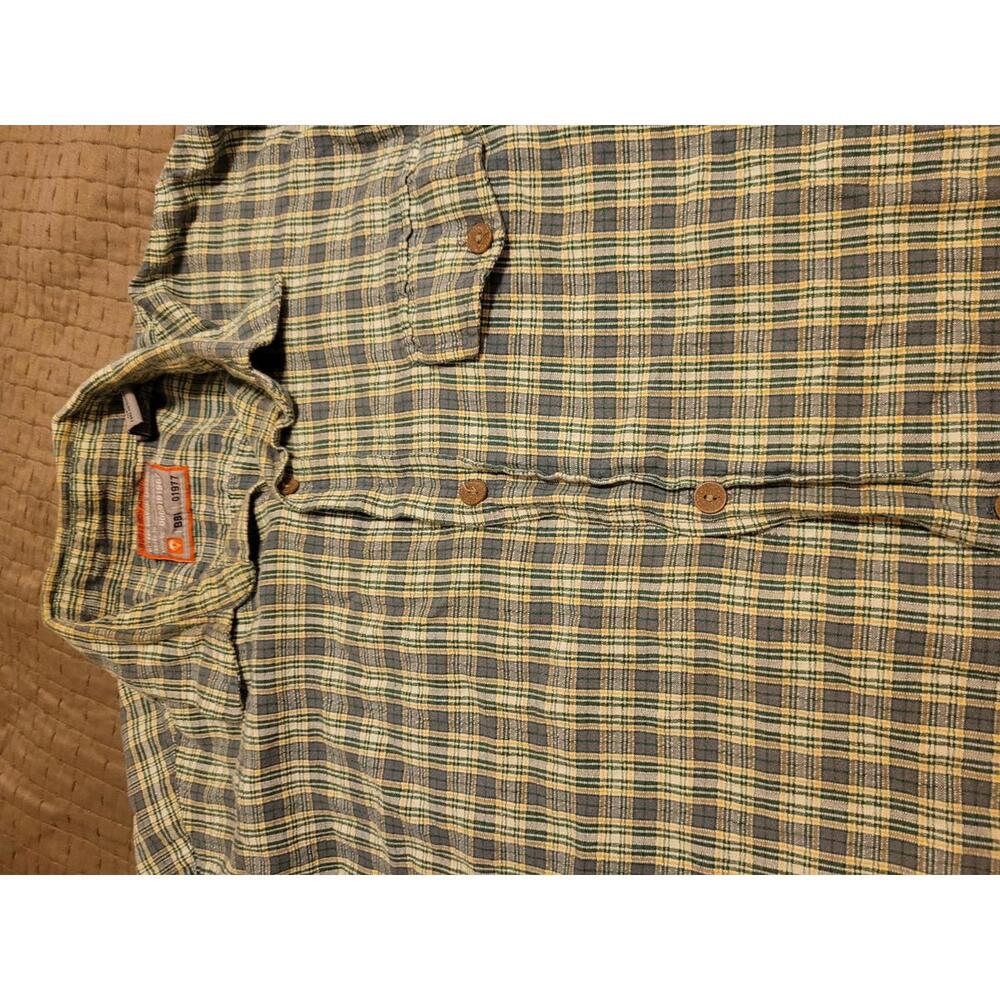 Bugle Boy Authentics Plaid Button Down Shirt Men’s Large Green Blue